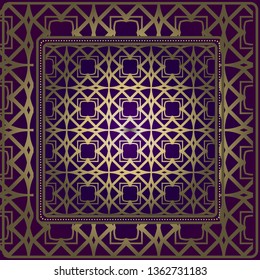 Geometric Ornament With Frame, Border. Art-Deco Background. Bandanna, Shawl, Scarf, Tablecloth Design.
