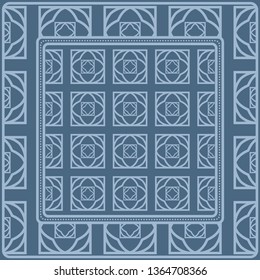 Geometric Ornament With Frame, Border. Art-Deco Background. Bandanna, Shawl, Scarf, Tablecloth Design.