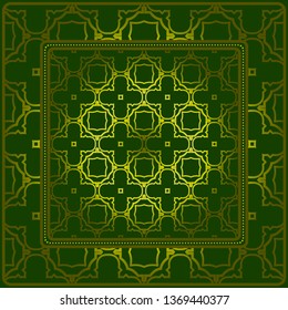 Geometric Ornament With Frame, Border. Art-Deco Background. Bandanna, Shawl, Scarf, Tablecloth Design.