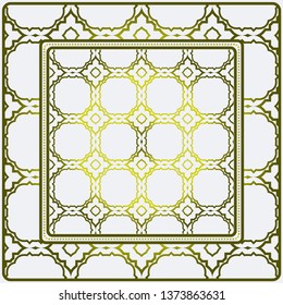 Geometric Ornament With Frame, Border. Art-Deco Background. Bandanna, Shawl, Scarf, Tablecloth Design.