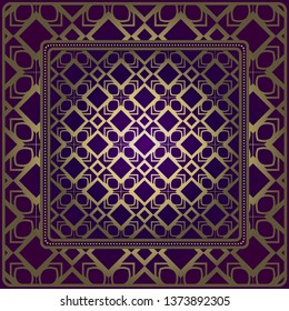 Geometric Ornament With Frame, Border. Art-Deco Background. Bandanna, Shawl, Scarf, Tablecloth Design.