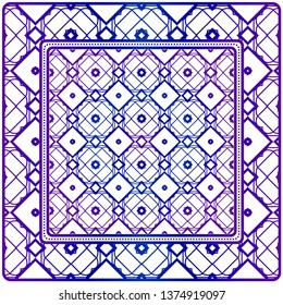 Geometric Ornament With Frame, Border. Art-Deco Background. Bandanna, Shawl, Scarf, Tablecloth Design.