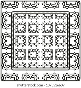 Geometric Ornament With Frame, Border. Art-Deco Background. Bandanna, Shawl, Scarf, Tablecloth Design.