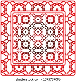 Geometric Ornament With Frame, Border. Art-Deco Background. Bandanna, Shawl, Scarf, Tablecloth Design.