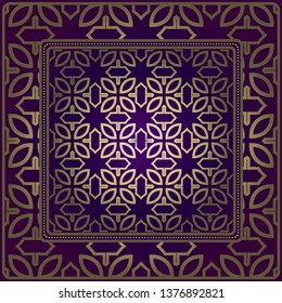 Geometric Ornament With Frame, Border. Art-Deco Background. Bandanna, Shawl, Scarf, Tablecloth Design.