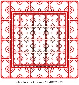 Geometric Ornament With Frame, Border. Art-Deco Background. Bandanna, Shawl, Scarf, Tablecloth Design.
