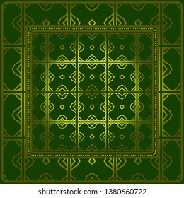 Geometric Ornament With Frame, Border. Art-Deco Background. Bandanna, Shawl, Scarf, Tablecloth Design.