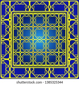 Geometric Ornament With Frame, Border. Art-Deco Background. Bandanna, Shawl, Scarf, Tablecloth Design.