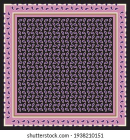 Geometrisches Ornament mit Rahmen, Rahmen. Seidenschal-Muster. Bandanna, Schal, Schal, Tischdecken-Design für Stoffdruck