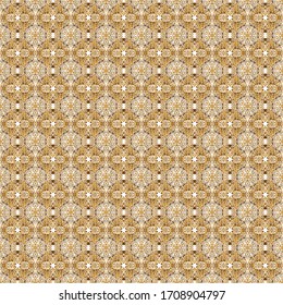 Geometric ornament with golden elements. Vector seamless pattern with gold gradient on background. Abstract geometric sketch. Golden texture. Seamless geometric pattern.