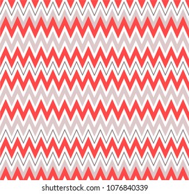 Geometric ornament with horizontal zigzags. Corners and waves. Shade of red. Abstract composition. Minimalism. Vector image.Design.Pattern for decoration. Decorative stripes. Print fabric. Comfort.