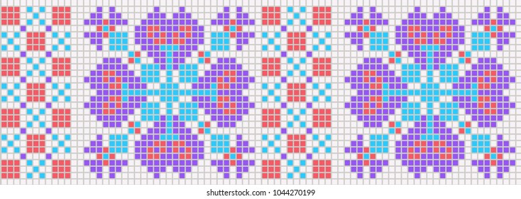 Geometric ornament. Imitation of cross stitch Scheme for embroidery and knitting