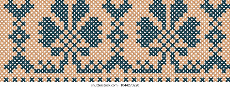 Geometric ornament. Imitation of cross stitch Scheme for embroidery and knitting