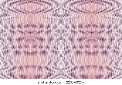 Geometric ornament linear texture with optical illusion and moir effect in pink tones. Wavy striped seamless border for web design, mobile apps, wall panel, cover, package, wallpaper.