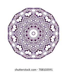 geometric ornament in mandala style. purple gradient color. vector illustration