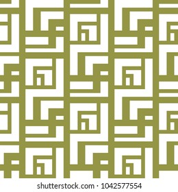 Geometric ornament. Olive green and white seamless pattern for web, textile and wallpapers