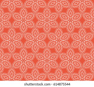 geometric ornament on color background. Seamless vector illustration. For interior design, wallpaper, greeting card, fabric print, scrapbooking