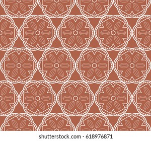 geometric ornament on color background. Seamless vector illustration. For greeting cards, invitations, cover book, fabric, scrapbooks.
