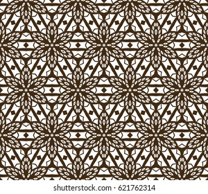 geometric ornament on color background. Seamless vector illustration. For greeting cards, invitations, cover book, fabric, scrapbooks.