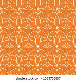 Geometric ornament. Orange and white seamless pattern for web, textile and wallpapers