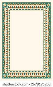 Geometric ornament pattern design element in teal brown and beige