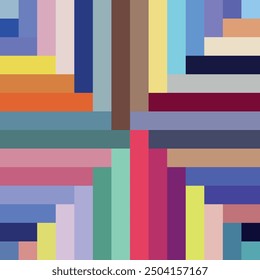 Geometrisches Ornament Muster in eklektischem Stil, Folk, primitiv, Farbgeometrie, Muster, Vektor