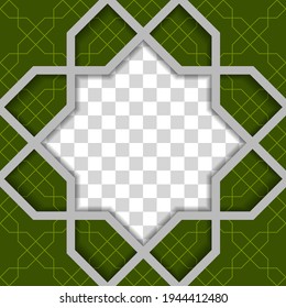 Geometric Ornament Pattern Green and Grey Color Vector Background