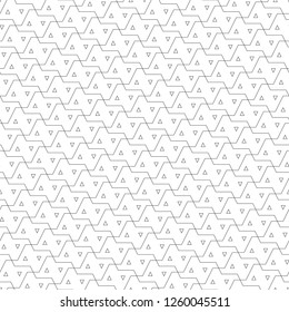 Geometric ornament. Polygons, triangles backdrop. Figures wallpaper. Geometric shapes background. Linear motif. Digital paper, textile print, web design, abstract. Seamless pattern. Vector artwork.