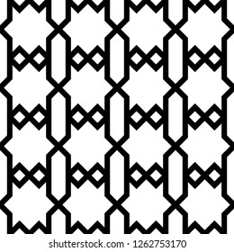 Geometric ornament. Quadrangles, hexagons, polygons backdrop. Pickets, diamonds, figures wallpaper. Mosaic motif. Digital paper, textile print, web designing, abstract background. Seamless vector .