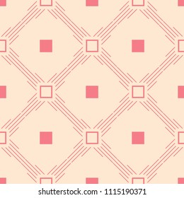 Geometric ornament. Red and beige seamless pattern for web, textile and wallpapers