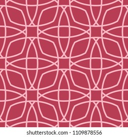 Geometric ornament. Red and pale pink seamless pattern for web, textile and wallpapers