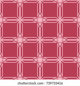 Geometric ornament. Red and pale pink seamless pattern for web, textile and wallpapers