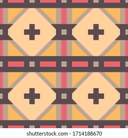 Geometric ornament of rhombuses and triangles in the native American style. Seamless vector pattern for web, print, textile, wallpaper, card, wrapping paper and background