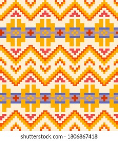 Ornamento geométrico de rombos y triángulos al estilo americano nativo. Patrón vectorial sin fisuras para web, impresión, textil, papel tapiz, tarjeta, papel envolvente y fondo