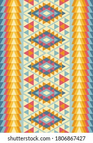 Geometric ornament of rhombuses and triangles in the native American style. Seamless vector pattern for web, print, textile, wallpaper, card, wrapping paper and background