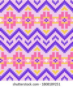 Geometric ornament of rhombuses and triangles in the native American style. Seamless vector pattern for web, print, textile, wallpaper, card, wrapping paper and background