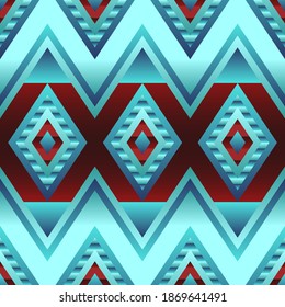 Ornamento geométrico de rombos y triángulos al estilo americano nativo. Patrón vectorial sin fisuras para web, impresión, textil, papel tapiz, tarjeta, papel envolvente y fondo