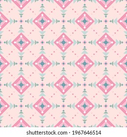 Geometric ornament of rhombuses and triangles in the native American style. Seamless pattern for web, print, textile, wallpaper, card, wrapping paper and background