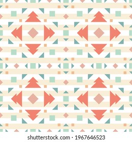 Ornamento geométrico de rombos y triángulos al estilo americano nativo. Patrón sin inconvenientes para web, impresión, textil, papel pintado, tarjeta, papel de envoltura y fondo