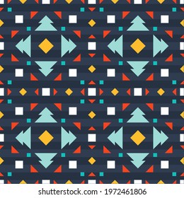 Geometric ornament of rhombuses and triangles in the native American style. Seamless pattern for web, print, textile, wallpaper, card, wrapping paper and background