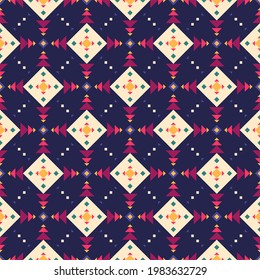 Geometric ornament of rhombuses and triangles in the native American style. Seamless pattern for web, print, textile, wallpaper, card, wrapping paper and background