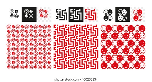 Geometric ornament. Seamless background of red color.