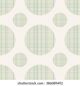 Geometric ornament seamless interweaving of fibres-vector illustration. Fabric structure, horizontal and vertical lines. Circles dots.