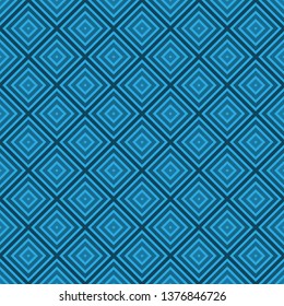 Geometric ornament. Seamless pattern. Blue squares on black background. Vector illustration