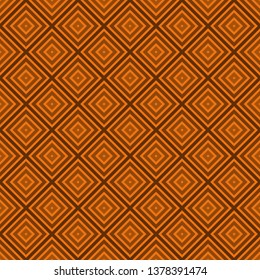 Geometric ornament. Seamless pattern. Orange squares on black background. Vector illustration