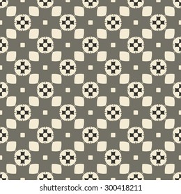 Geometric ornament seamless pattern.  Textile design template seamless background. Round, polygonal and grunge motif endless texture. Monochrome sample vector illustration.