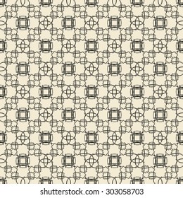 Geometric ornament seamless pattern.  Textile design template seamless background. Round, polygonal and linear motif endless texture. Monochrome sample vector illustration.
