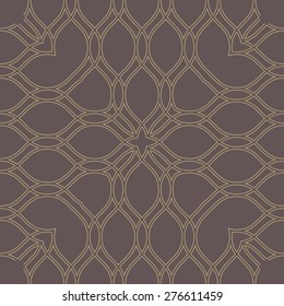 Geometric ornament. Seamless vector background. Abstract texture for wallpapers. Repeating geometric elements. Brown and golden colors