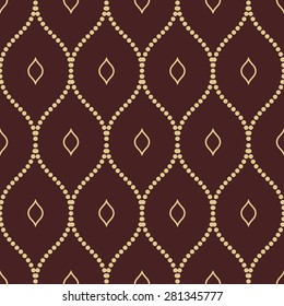 Geometric ornament. Seamless vector background. Abstract texture for wallpapers. Brown and golden colors