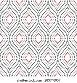 Geometric ornament. Seamless vector background. Abstract texture for wallpapers. Repeating colored dotted vertical waves